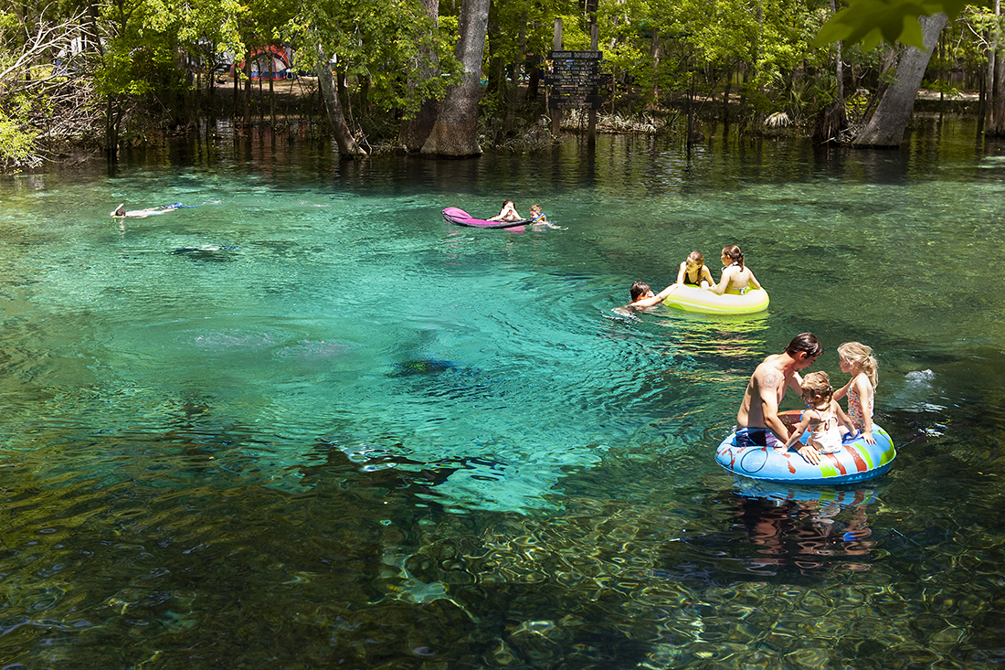When the Summer days turn hot, it's not just divers come to enjoy the cool clear waters at Ginnie Springs