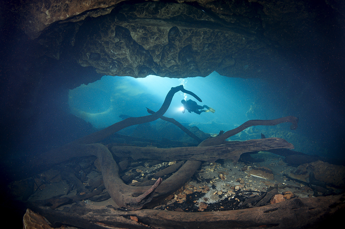 Looking out from inside Catfish Hotel Cave at Manatee Springs State Park.