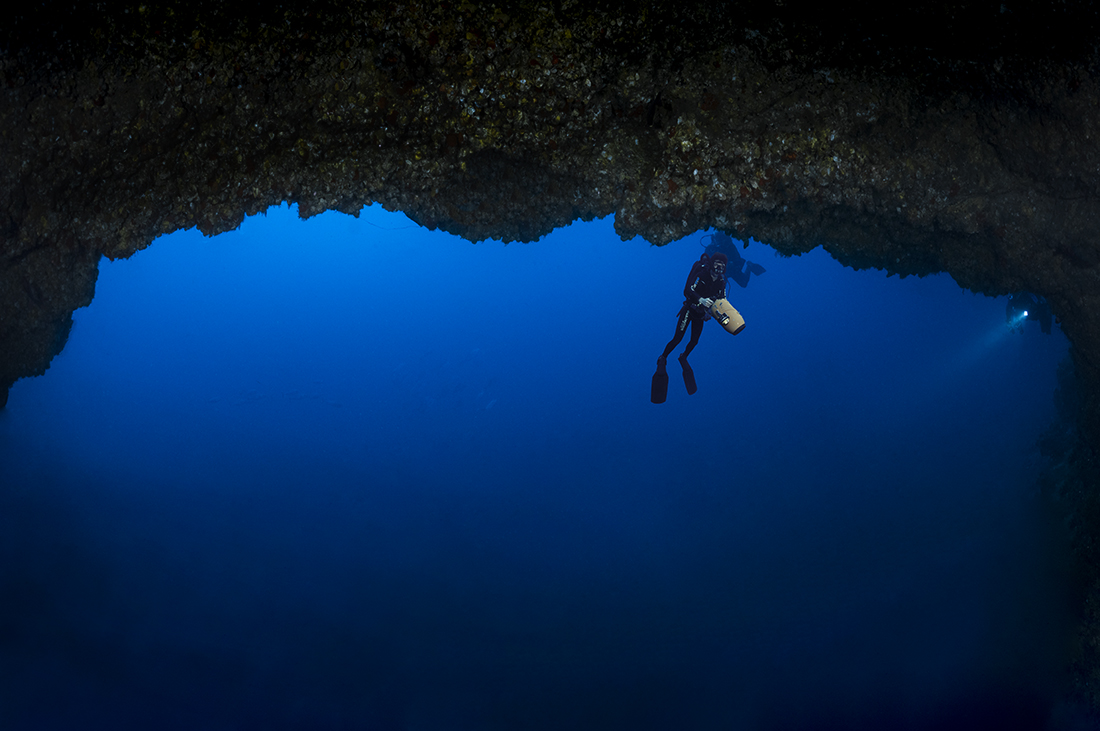 Mouth of the Abyss. The upper half of the Whale Cave entrance.
